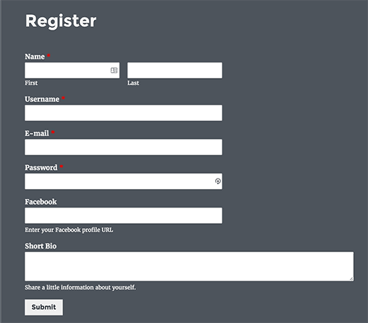 Meninjau formulir pendaftaran pengguna biasa 