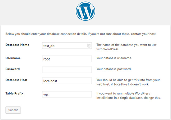 menyiapkan database WordPress 