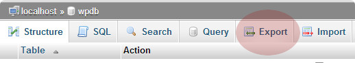 Ekspor tab di phpMyAdmin 