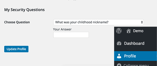 Pengguna dapat memilih pertanyaan dan menambahkan jawaban di halaman edit profil mereka 