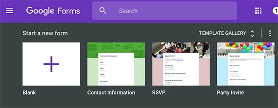 Membuat form baru di Google Forms 