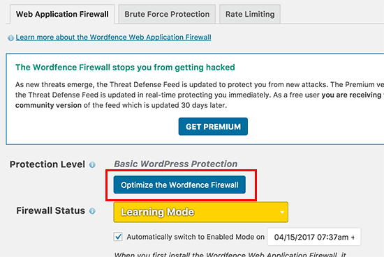 Optimalkan firewall Wordfence 