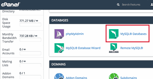 Database MySQL di cPanel 