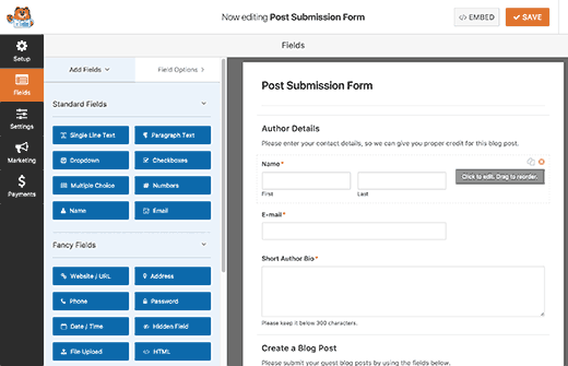 Mengedit formulir pengiriman pos 