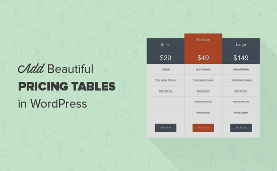 Cara menambahkan tabel harga cantik di WordPress 