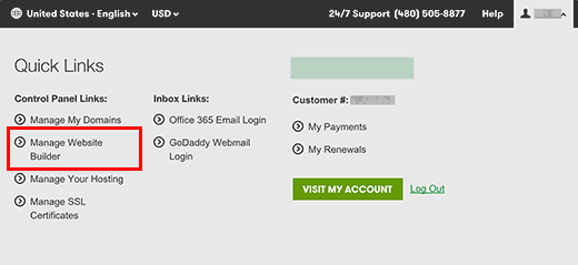 Kelola pembangun situs web di akun GoDaddy 
