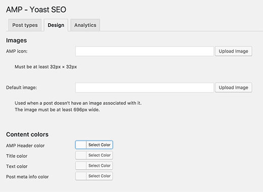 Tab desain untuk AMP menggunakan addon Yoast AMP 