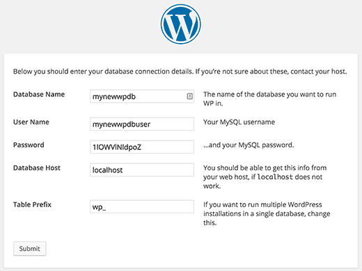 Membuat file konfigurasi saat instalasi WordPress 