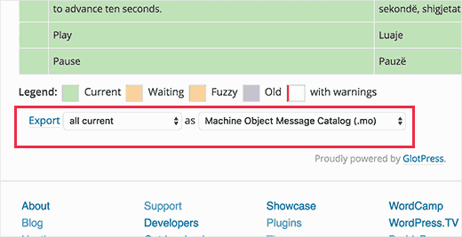 Mengekspor terjemahan 