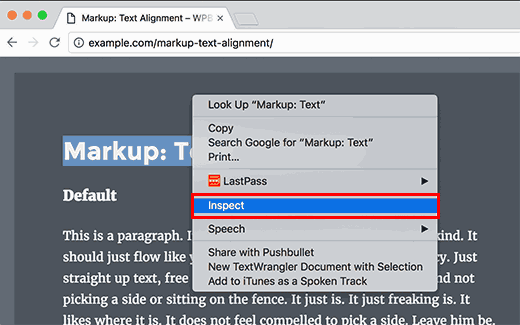 Membuka Memeriksa Elemen atau alat pengembang di browser Anda 