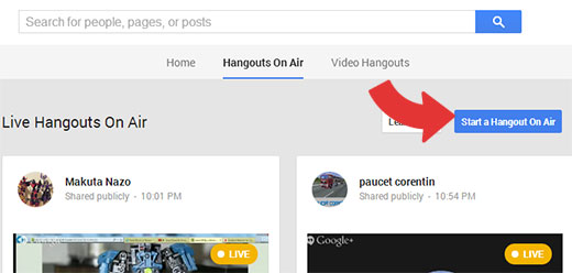 Memulai Siaran Hangout Google+ 