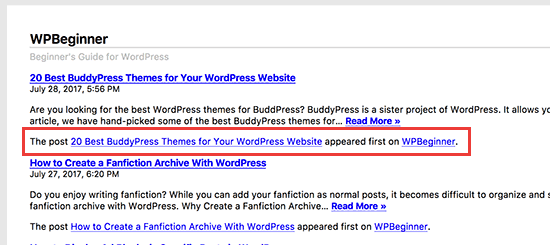 Footer teks di WordPress RSS feed 