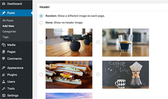 Header acak untuk postingan dan halaman tunggal di WordPress 