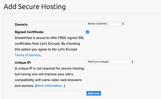 Menambahkan hosting yang aman 