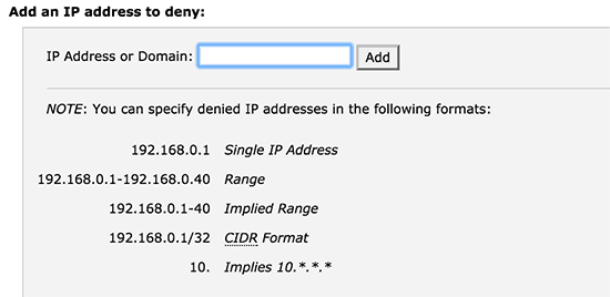 Memblokir alamat IP di cPanel 