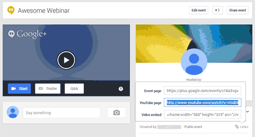 Mendapatkan URL YouTube Google+ Hangout Anda untuk Diluncurkan di WordPress 