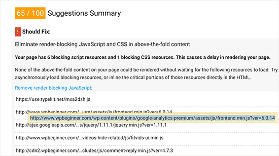 Dapatkan URL JavaScript dan Stylesheet dari alat Google PageSpeed 