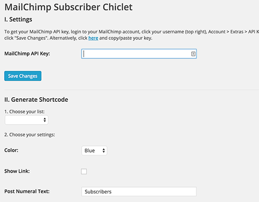 Setelan Toko Chic Web MailChimp 