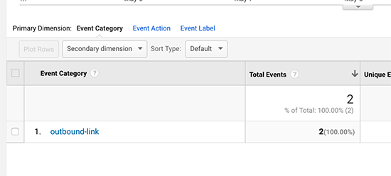 Kategori acara tautan keluar di Google Analytics 
