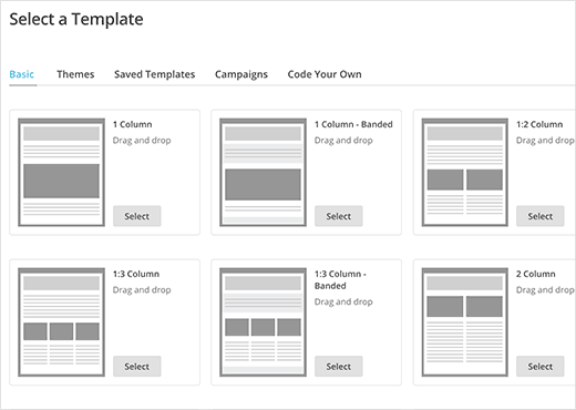 Memilih template newsletter newsletter MailChimp RSS 