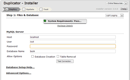 Menjalankan script installer duplikat pada localserver 