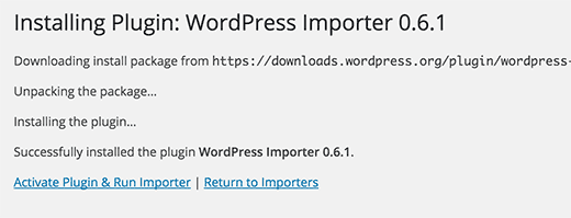 Jalankan plugin importir WordPress 