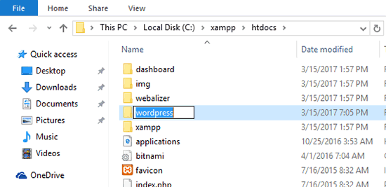 Ubah nama folder WordPress 