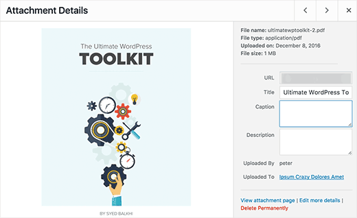 PDF thumbnail preview di WordPress 4.7 