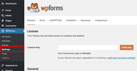 Kunci lisensi WPForms 