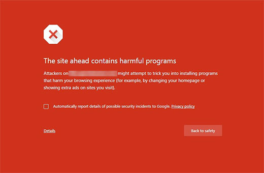 Situs ini berisi kesalahan program berbahaya di Google Chrome 