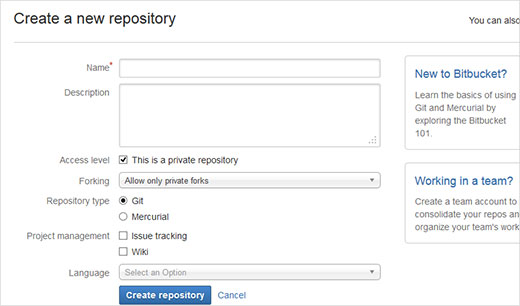 Membuat repositori baru di BitBucket 