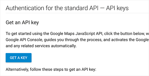 Dapatkan tombol API Key 