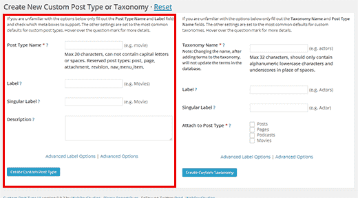 Plugin Custom Post UI Add New Page 