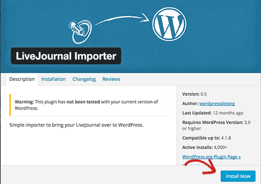 Pasang Importir LiveJournal 