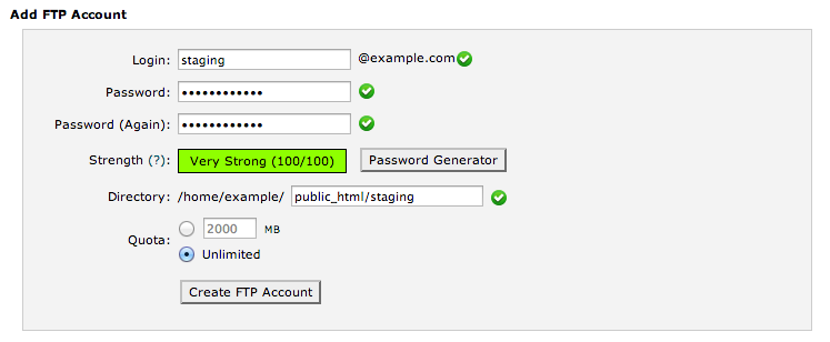 cPanel Tambahkan Akun FTP 