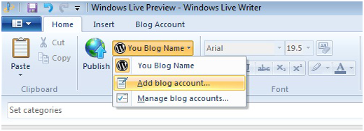 Tambahkan blog WordPress baru ke Windows Live Writer 