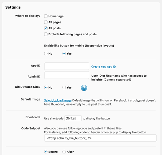 Pengaturan WP Like Button 