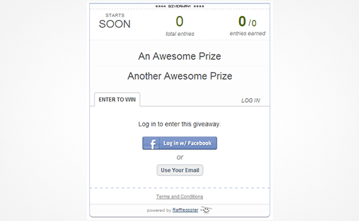 Widget giveaway Rafflecopter di halaman WordPress 