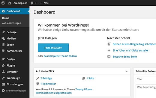 WordPress dalam bahasa Jerman 
