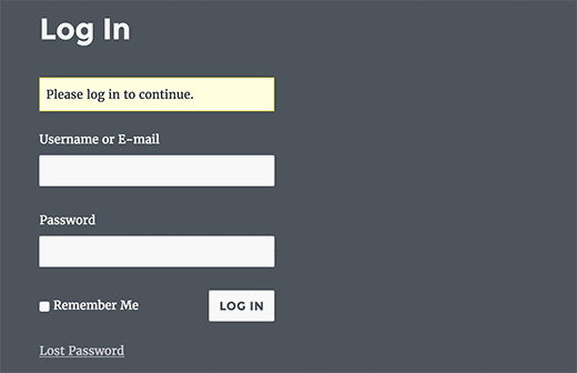 Custom halaman login dibuat dengan Theme My Login plugin 