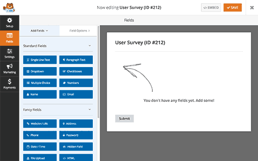 Editor formulir di WPForms 