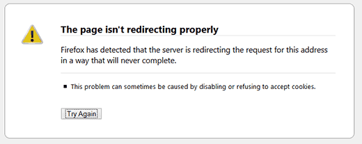 Kesalahan pengalihan WordPress ditampilkan di Firefox 