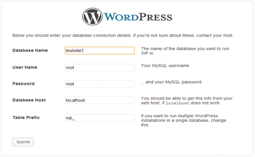 Berikan informasi database di WordPress di MAMP on Mac 