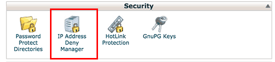 IP Address Deny Manager tool di cPanel 