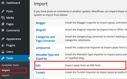 Impor RSS RSS Medium ke WordPress 