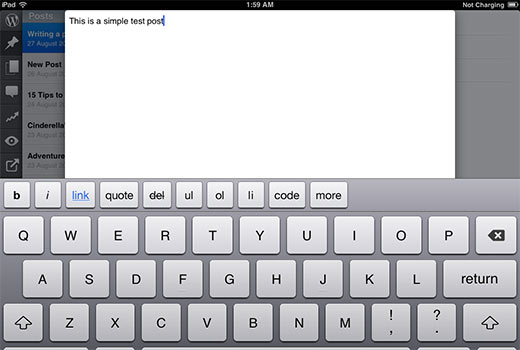 Menulis posting di aplikasi WordPress untuk iPhone atau iPad 