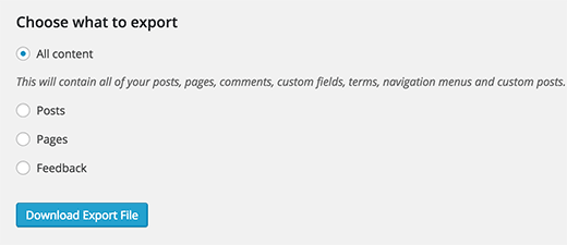 Mengekspor data dari WordPress.com dalam format XML 