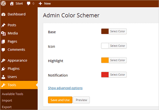 Admin skema warna 