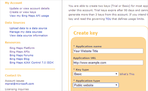 Membuat Kunci API Bing untuk Situs Anda 