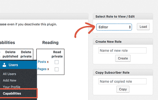 Pilih peran pengguna Editor untuk mengedit 